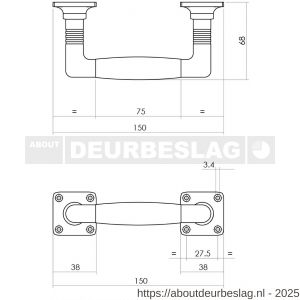 Intersteel Living 4261 greep Ton Basic 75/150 mm op vierkant rozet nikkel-ebbenhout - R26008089 - afbeelding 2
