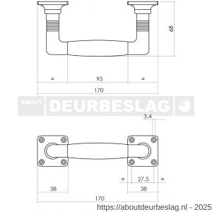 Intersteel Living 4261 greep Ton Basic 95/170 mm op vierkant rozet nikkel-ebbenhout - R26008090 - afbeelding 2