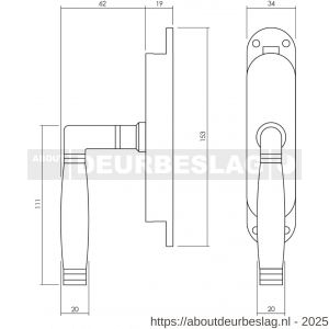 Intersteel Living 5620B set kruk-espagnolet links Ton 222 inclusief stangenset 2x 1250 mm nikkel-ebbenhout - R26009337 - afbeelding 2