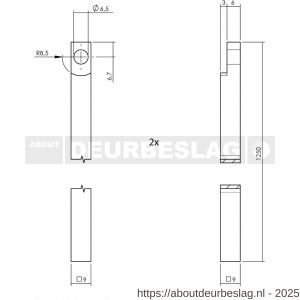 Intersteel Living 5620B set kruk-espagnolet links Ton 222 inclusief stangenset 2x 1250 mm nikkel-ebbenhout - R26009337 - afbeelding 3