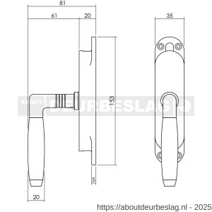 Intersteel Living 5620B set kruk-espagnolet links Ton 400 inclusief stangenset 2x 1250 mm nikkel-ebbenhout - R26009339 - afbeelding 2