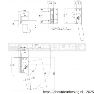 Intersteel Living 6616A SKG* afsluitbare raamsluiting rechts Ton 400 nikkel-ebbenhout compleet - R26007741 - afbeelding 2