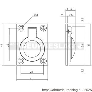 Intersteel Living 7526 luikring recht 41x31 mm nikkel - R26009611 - afbeelding 2