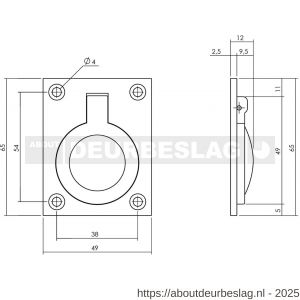 Intersteel Living 7526 luikring recht 65x49 mm nikkel - R26009613 - afbeelding 2