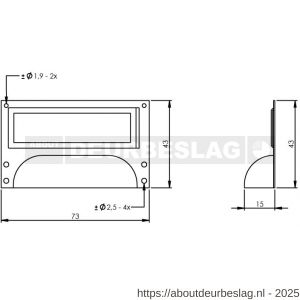 Intersteel Living 8810 etiketgreep 73x43 mm vernikkeld - R26007794 - afbeelding 2