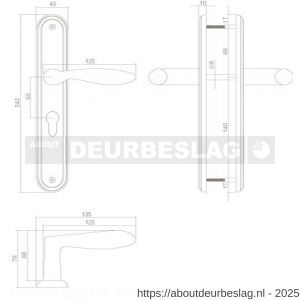 Intersteel Living 1695 deurkruk George op schild ovaal 242x43 mm profielcilindergat 55 mm nikkel mat - R26005121 - afbeelding 2