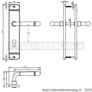 Intersteel Living 1705 deurkruk Helena op schild afgerond 235x45 mm profielcilindergat 72 mm nikkel mat - R26005154 - afbeelding 2