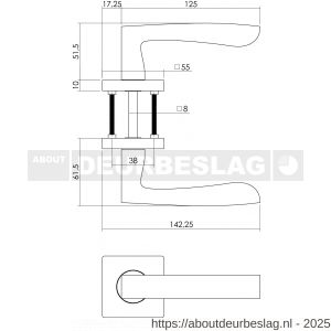 Intersteel Living 1714 deurkruk Dean op rozet verdekt 55x55x10 mm met nokken chroom-nikkel mat - R26005156 - afbeelding 3