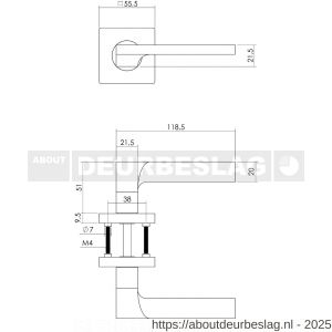 Intersteel Living 1715 deurkruk Ben op rozet verdekt 55x55x10 mm met nokken chroom-nikkel mat - R26005164 - afbeelding 3