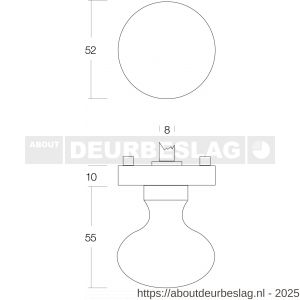 Intersteel Living 2126 knop 212600 rond centraal vast op ronde rozet 7 mm nok met stift M10/8x89 mm nikkel mat - R26001968 - afbeelding 2