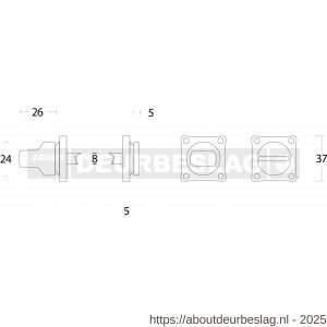 Intersteel Living 3183 WC-sluiting 38x38x5 mm met stift 8x8 mm nikkel mat - R26002712 - afbeelding 2