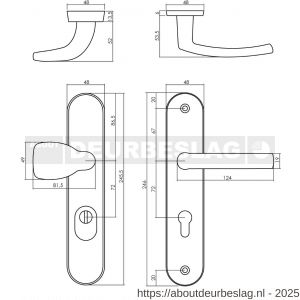 Intersteel Living 3830 voordeurbeslag Ovaal 246x48 mm greep-kruk profielcilindergat 72 mm met kerntrekbeveiliging nikkel mat - R26010230 - afbeelding 2