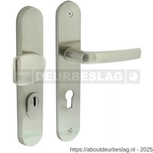 Intersteel Living 3830 voordeurbeslag Ovaal 246x48 mm greep-kruk profielcilindergat 72 mm met kerntrekbeveiliging nikkel mat - R26010230 - afbeelding 1