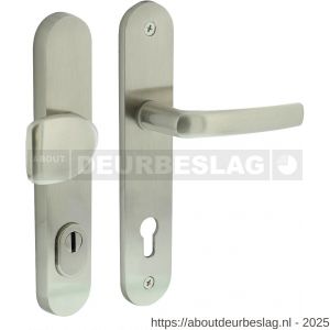 Intersteel Living 3830 voordeurbeslag Ovaal 246x48 mm greep-kruk profielcilindergat 92 mm met kerntrekbeveiliging nikkel mat - R26010231 - afbeelding 1