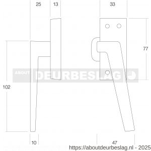 Intersteel Living 5615A raamsluiting met nok rechts nikkel mat - R26003795 - afbeelding 2