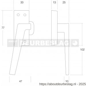 Intersteel Living 5615B raamsluiting met nok links nikkel mat - R26003796 - afbeelding 2