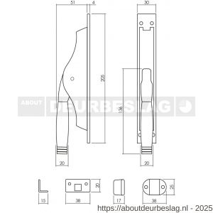 Intersteel Living 5620 set pomp-espagnolet Ton 222 inclusief stangenset 2x 1250 mm nikkel mat-ebbenhout - R26009350 - afbeelding 2
