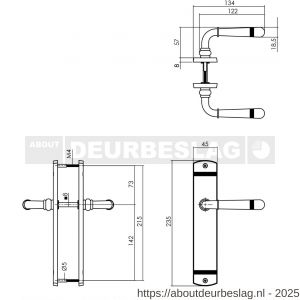 Intersteel Living 1705 deurkruk Helena op schild afgerond 235x45 mm blind oud grijs - R26008137 - afbeelding 2