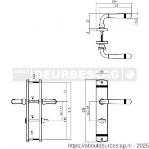 Intersteel Living 1705 deurkruk Helena op schild afgerond 235x45 mm WC 63/8 mm oud grijs - R26008140 - afbeelding 2