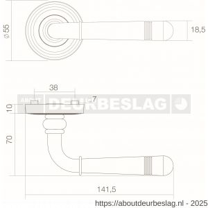 Intersteel Living 1725 deurkruk Helena op rozet verdekt met rillen diameter 55x10 mm met nokken oud grijs - R26006747 - afbeelding 3