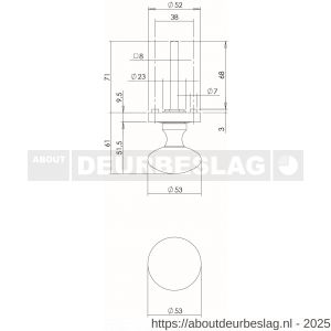 Intersteel Living 2126 knoprozet verdekt met rillen diameter 55x10 mm en nokken oud grijs - R26007008 - afbeelding 2