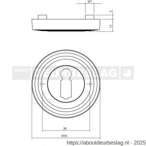 Intersteel Living 3178 sleutelrozetten verdekt met rillen diameter 55x10 mm en nokken oud grijs - R26011017 - afbeelding 2