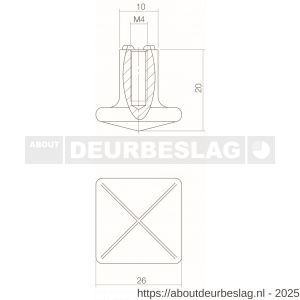 Intersteel Living 8478 knop vierkant kruis 26 mm grijs - R26004128 - afbeelding 2