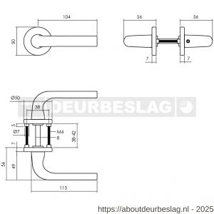 Intersteel Living 0054 deurkruk Eucla met rozet verdekt diameter 50x7 mm met nokken zwart - R26009112 - afbeelding 3