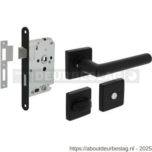 Intersteel Living 0058 set toiletslot 63/8 mm zwart met deurkruk Broome op rozet 50x50 mm en WC-sluiting zwart - R26011046 - afbeelding 1