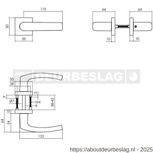 Intersteel Living 0059 deurkruk Denham met rozet verdekt 50x50x10 mm met nokken zwart - R26009131 - afbeelding 4