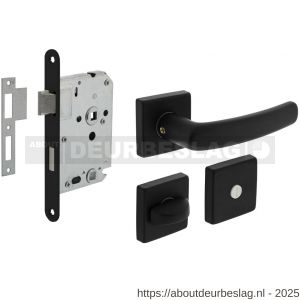 Intersteel Living 0059 set toiletslot 63/8 mm zwart met deurkruk Denham op rozet 50x50 mm en WC-sluiting zwart - R26011048 - afbeelding 1