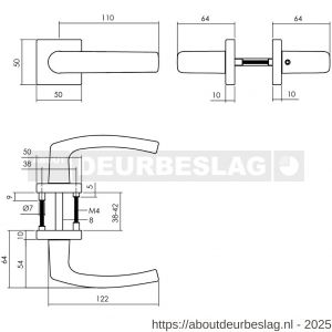 Intersteel Living 0059 set toiletslot 63/8 mm zwart met deurkruk Denham op rozet 50x50 mm en WC-sluiting zwart - R26011048 - afbeelding 2