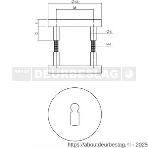 Intersteel Living 0100 sleutelrozetten verdekt diameter 56x9 mm met nokken zwart - R26008168 - afbeelding 2