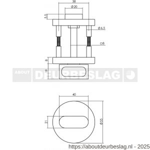 Intersteel Living 0100 WC-sluiting verdekt diameter 56x9 mm met nokken en stift 8x8 mm zwart - R26008171 - afbeelding 2