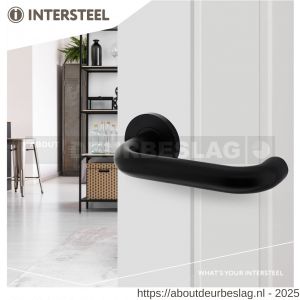 Intersteel Living 0102 deurkruk Rond op rozet verdekt diameter 55x8 mm met nokken zwart - R26008173 - afbeelding 3