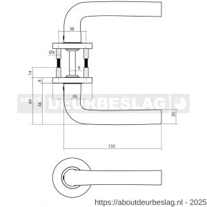 Intersteel Living 0104 deurkruk Recht op rozet verdekt diameter 55x8 mm met nokken zwart - R26008175 - afbeelding 4