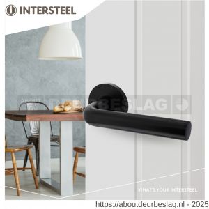 Intersteel Living 0104 deurkruk Recht op rozet verdekt diameter 55x8 mm met nokken zwart - R26008175 - afbeelding 3