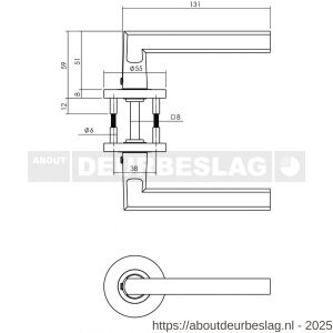 Intersteel Living 0105 deurkruk Vlak-90 graden op rozet verdekt diameter 55x8 mm met nokken zwart - R26008176 - afbeelding 4