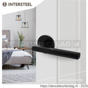 Intersteel Living 0105 deurkruk Vlak-90 graden op rozet verdekt diameter 55x8 mm met nokken zwart - R26008176 - afbeelding 3