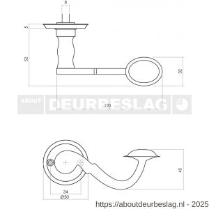 Intersteel Living 0293 deurkruk Posthoorn met rozet diameter 50x5 mm zwart - R26008189 - afbeelding 3