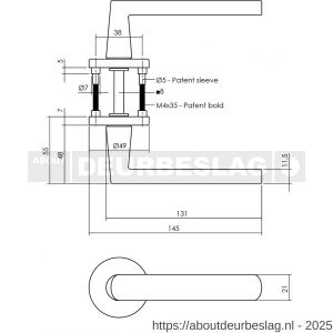 Intersteel Living 0464 deurkruk Sora met rozet verdekt diameter 49x7 mm met nokken zwart - R26009894 - afbeelding 5