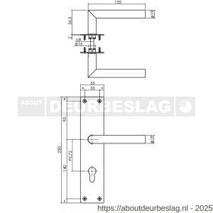 Intersteel Living 0583 deurkruk Jura met schild rechthoekig 250x55x2 mm profielcilindergat 72 mm structuur zwart - R26008211 - afbeelding 2