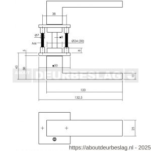Intersteel Living 0923 deurkruk Amsterdam met rozet verdekt 50x50x5 mm met nokken structuur zwart - R26011022 - afbeelding 2
