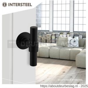 Intersteel Living 1671 deurkruk L/T recht met rozet diameter 50x2 mm structuur zwart - R26008225 - afbeelding 4