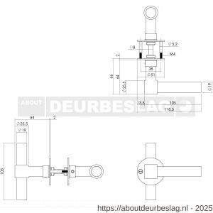 Intersteel Living 1671 deurkruk L/T recht met rozet diameter 50x2 mm structuur zwart - R26008225 - afbeelding 2