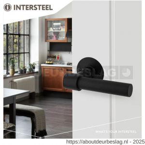 Intersteel Living 1671 deurkruk L/T recht met rozet diameter 50x2 mm structuur zwart - R26008225 - afbeelding 5