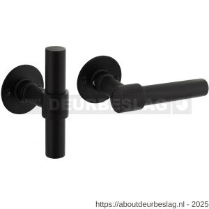 Intersteel Living 1671 deurkruk L/T recht met rozet diameter 50x2 mm structuur zwart - R26008225 - afbeelding 1