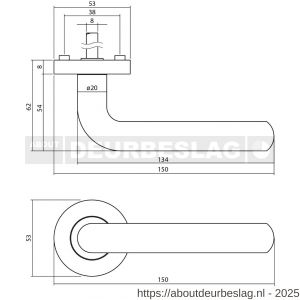 Intersteel Living 1683 deurkruk Agatha op rozet verdekt diameter 52x10 mm met nokken zwart - R26008227 - afbeelding 2
