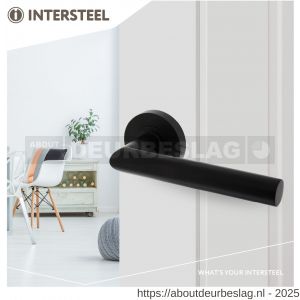 Intersteel Living 1693 deurkruk Bastian op rozet verdekt diameter 52x10 mm met nokken zwart - R26008233 - afbeelding 3
