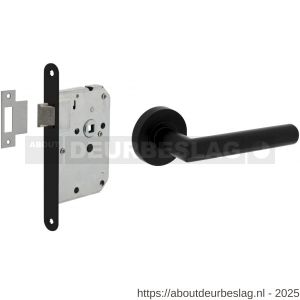Intersteel Living 1693 set loopslot zwart met deurkruk Bastian op rozet diameter 52x10 mm zwart - R26011049 - afbeelding 1